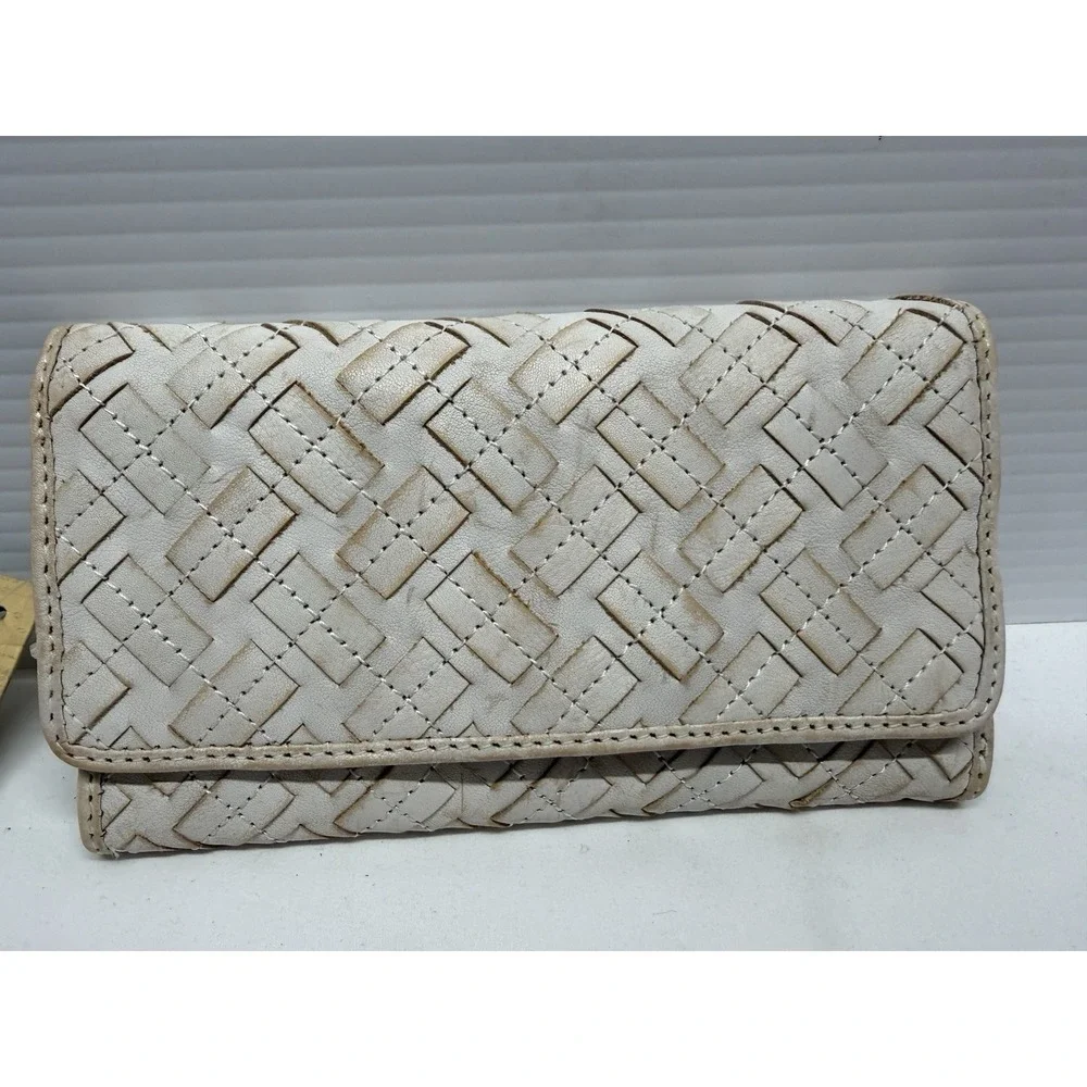 Patricia‎ Nash Large White Braided Stitch Marcellina Leather Hobo Bag & WALLET!